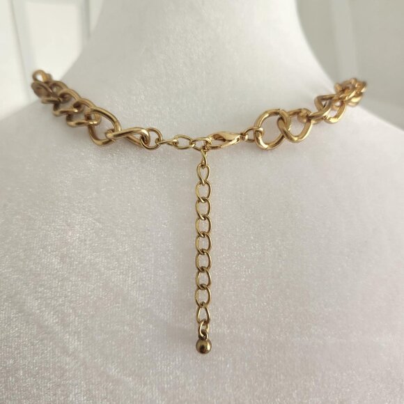 Necklace Teal Color & Rhinestone with extender - Picture 2 of 3